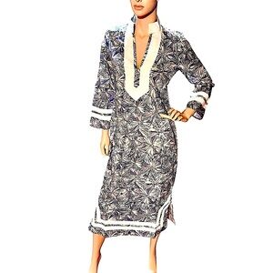 NEW Sail to Sable Caftan - Blue Starburst White Trim - NWT